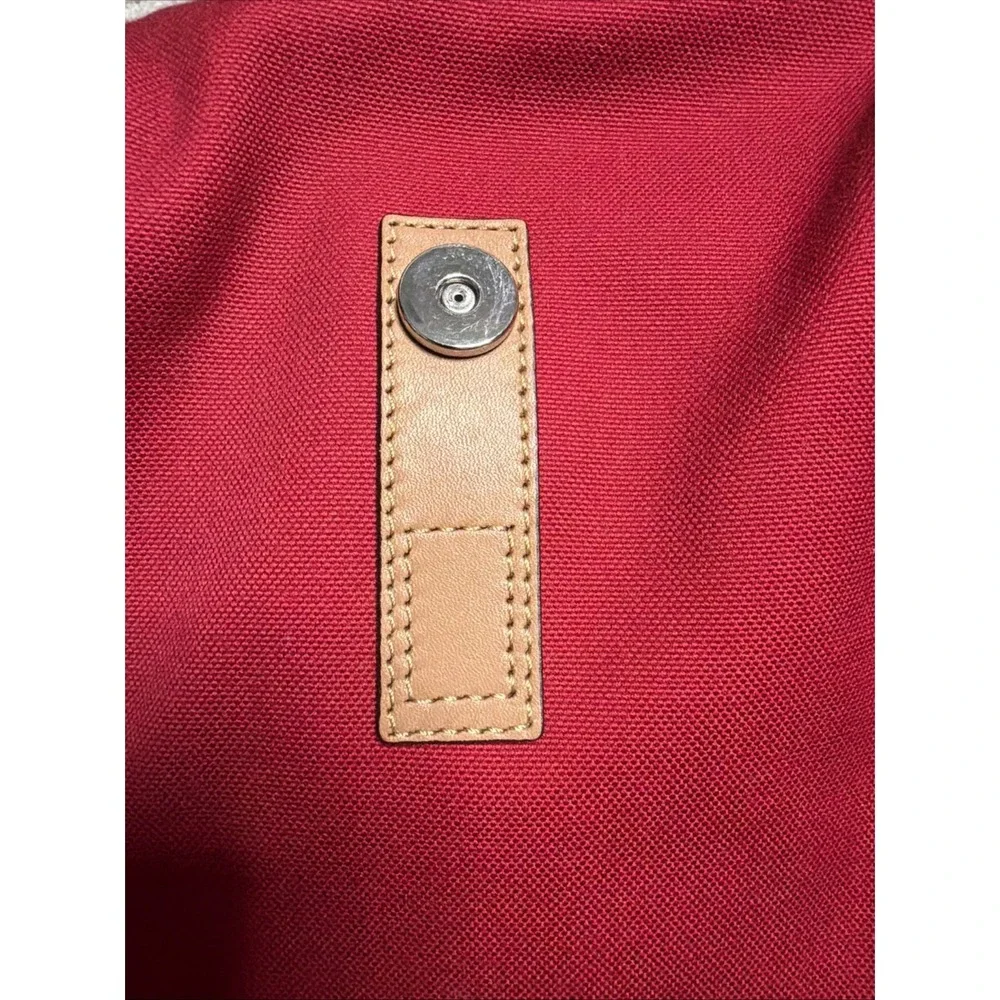 COACH Voyager Red & Tan Canvas‎ /Leather Messenger Laptop Bag School Work Travel